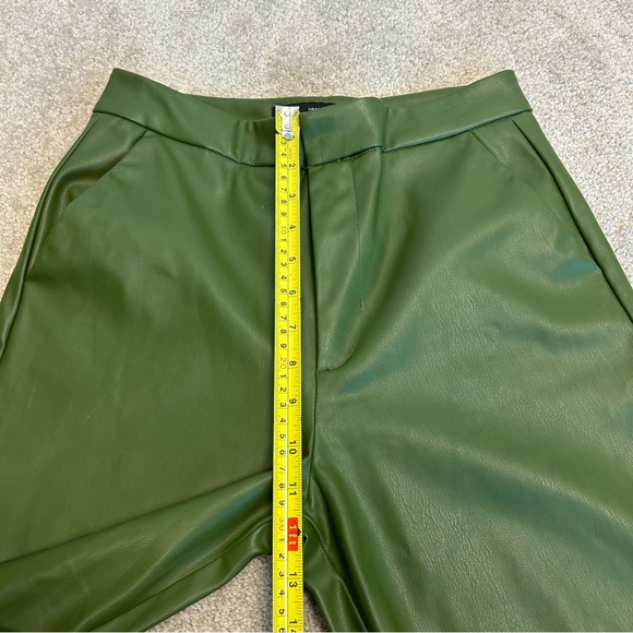 Zara Green high-rise faux leather pleather straight bootcut pants vegan XS - Picture 11 of 16